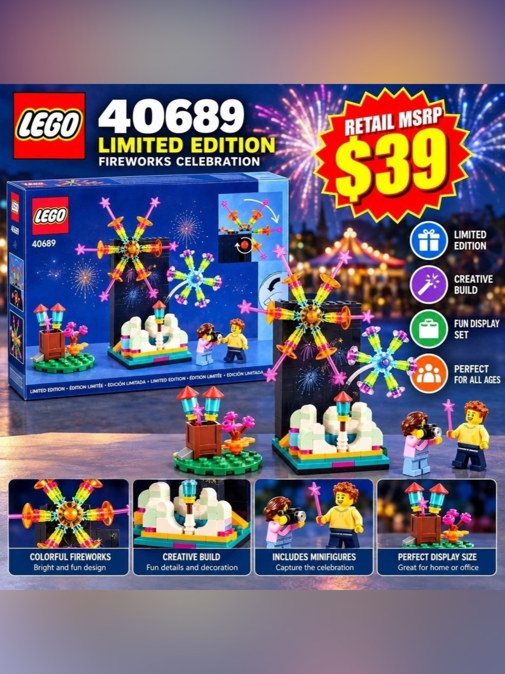LEGO Firework Celebrations 40689 Building Set NWT